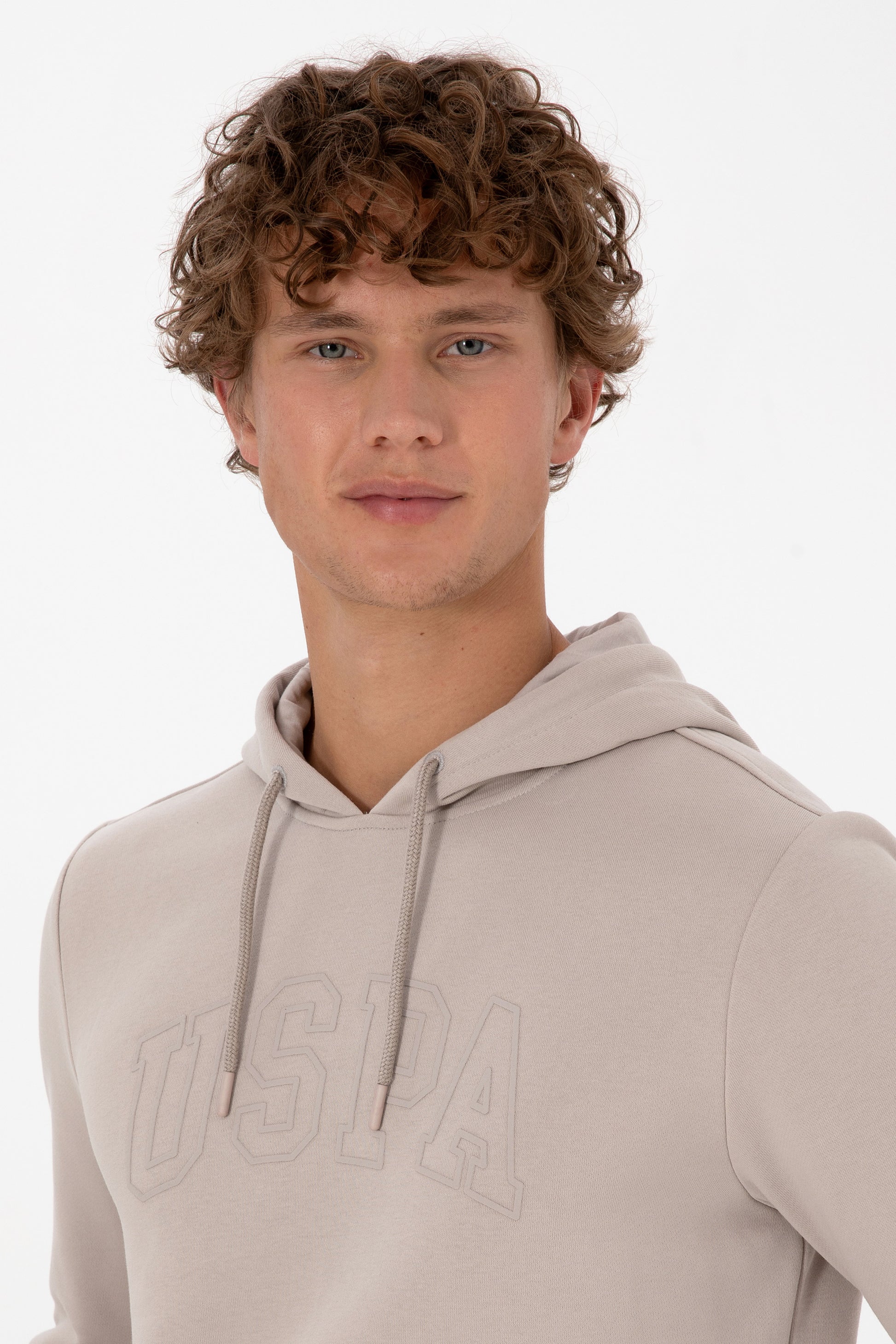 Erkek Regular Fit Kapüşonlu Taş Basic Sweatshirt