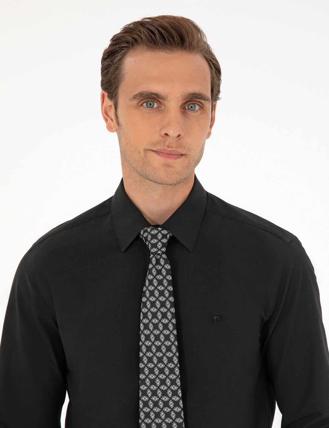 Black Slim Fit Long Sleeve Basic Shirt