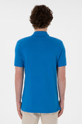 Men's Slim Fit Polo Neck Cobalt Basic T-Shirt