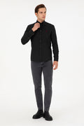 Men's Black Long Sleeve Basic Shirt