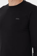 Men's Slim Fit Crew Neck Black Basic Sweatshirt