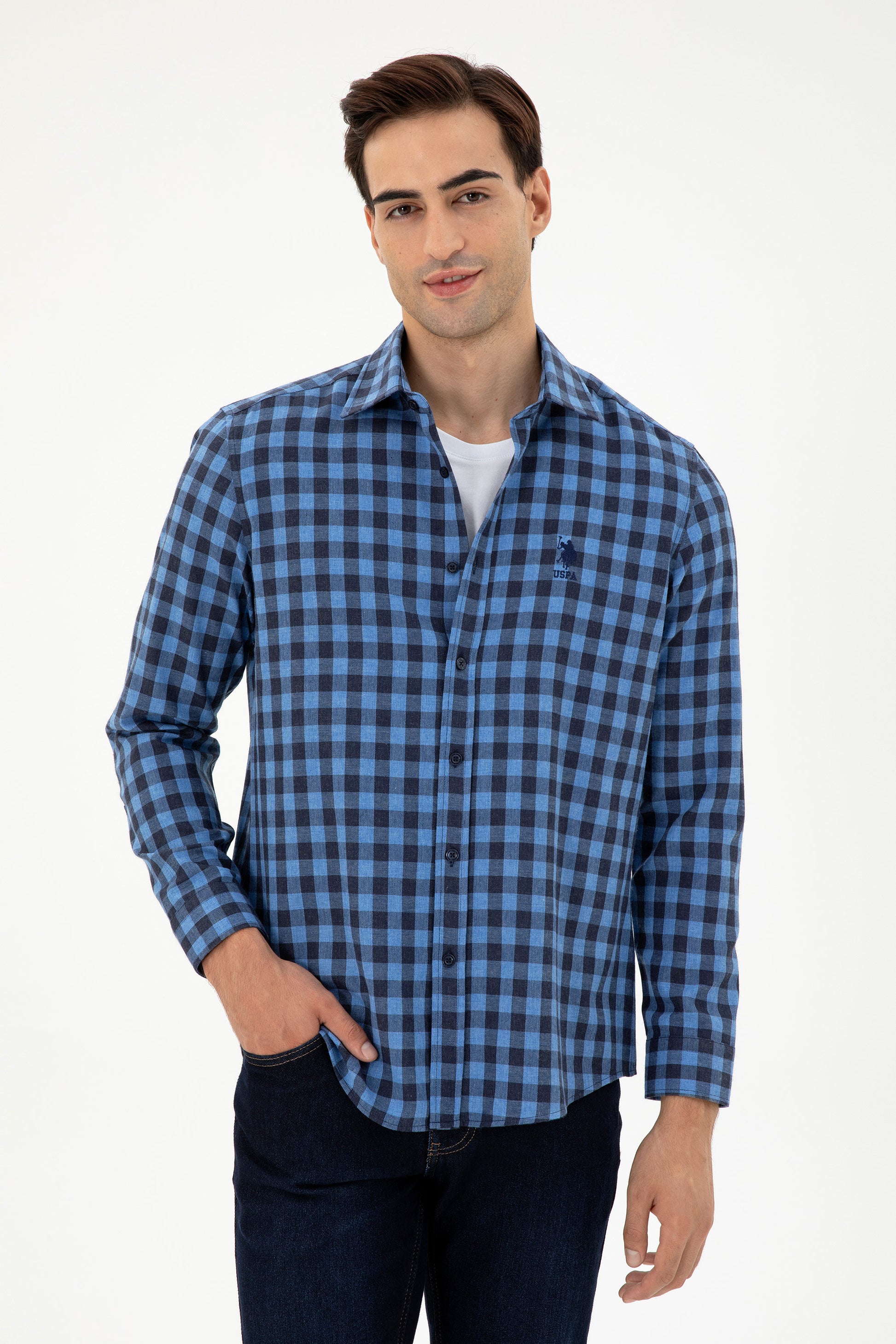 Men's Indigo Long Sleeve Shirt