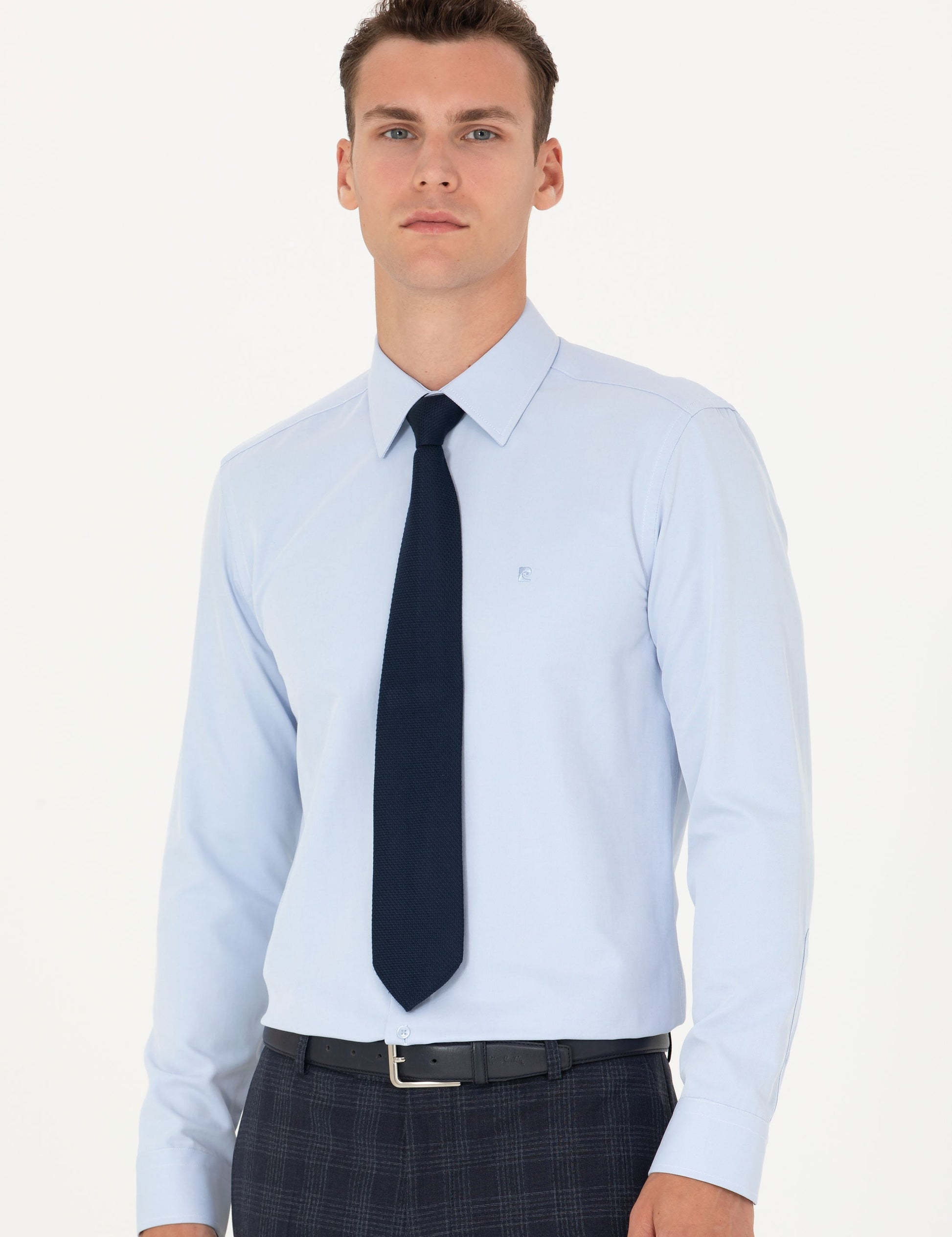 Light Blue Slim Fit Long Sleeve Basic Shirt