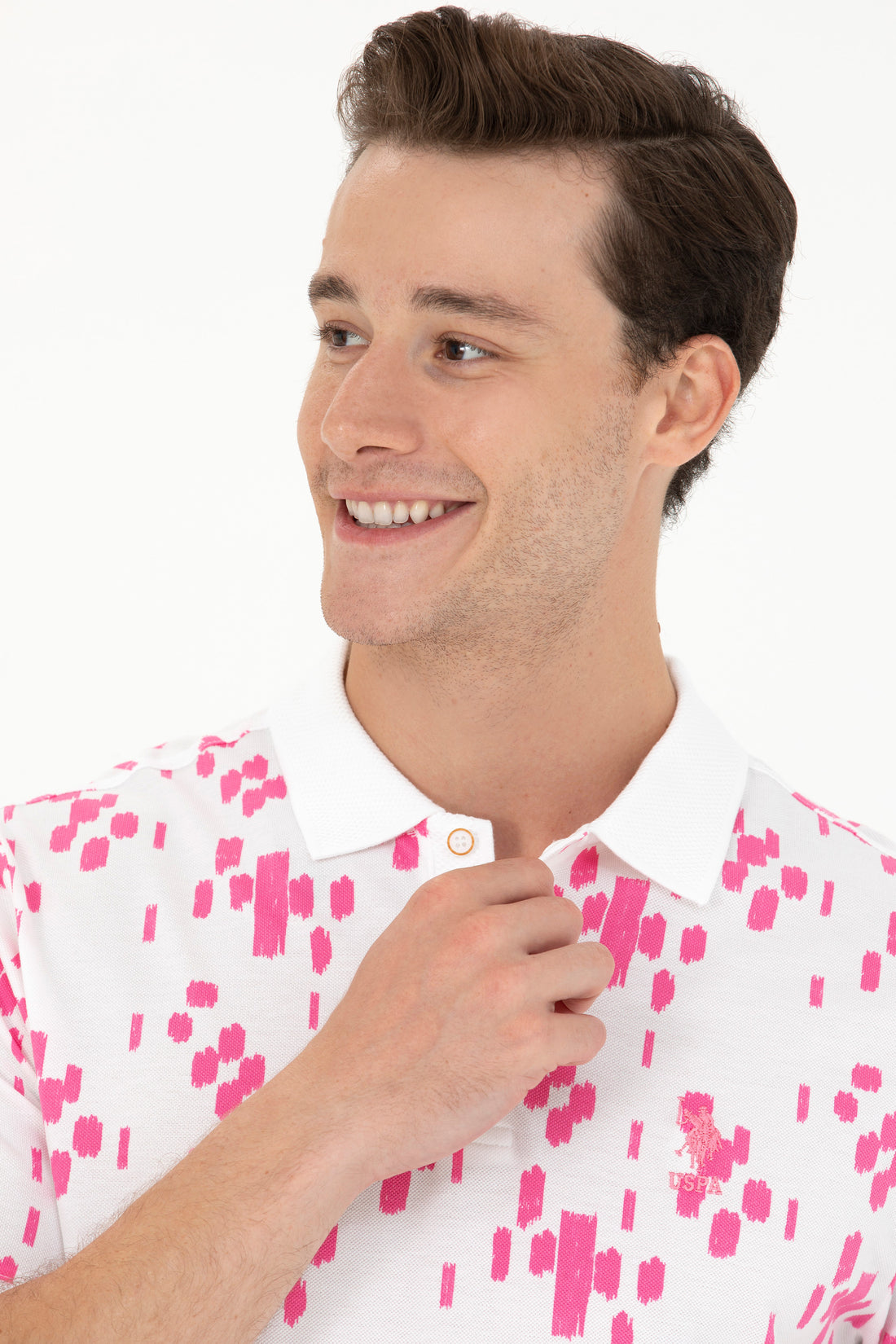 Men's Pink Polo Neck T-Shirt