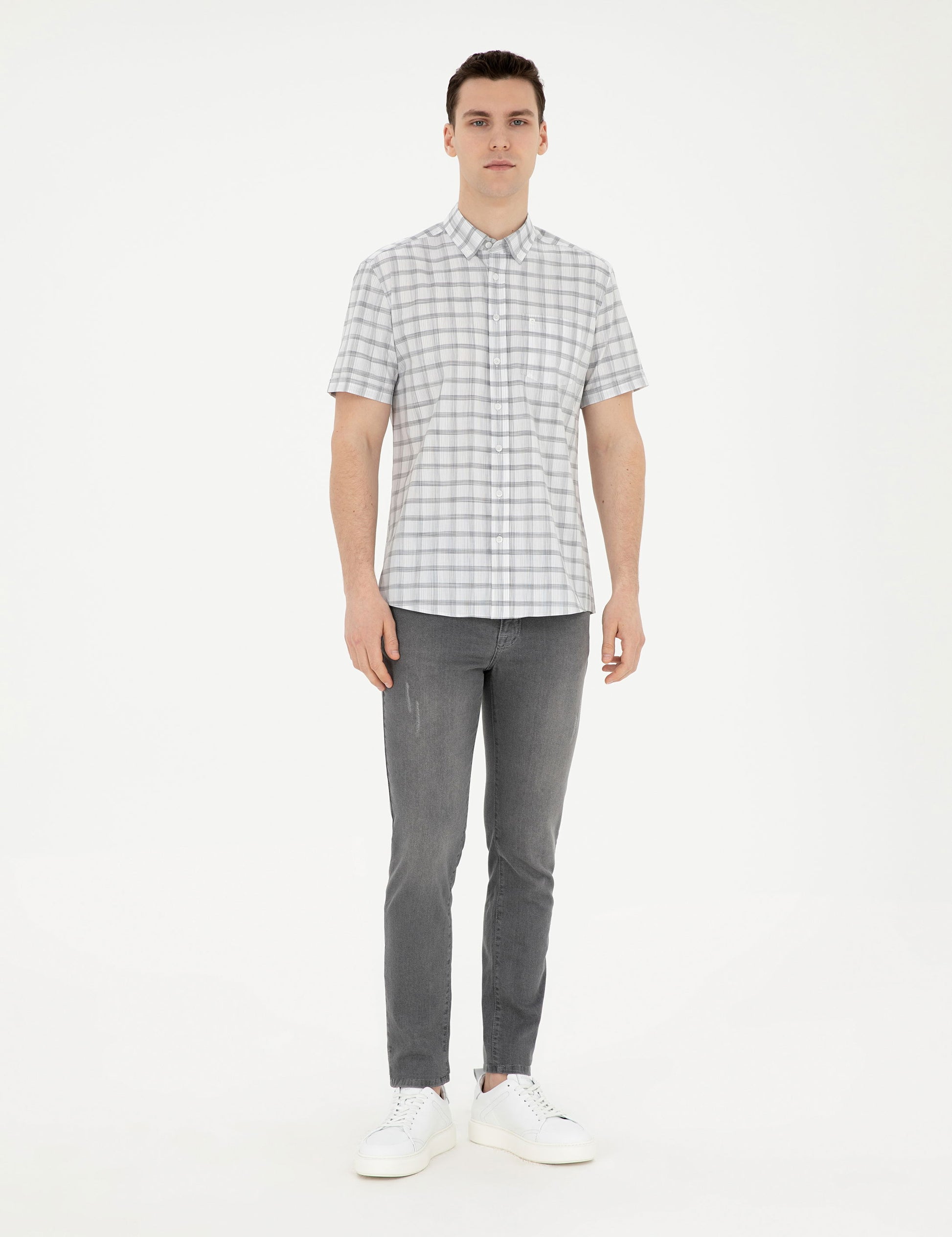 Grey Regular Fit Short Sleeve Shirt