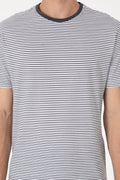 Men's Regular Fit Crew Neck Black Striped T-Shirt