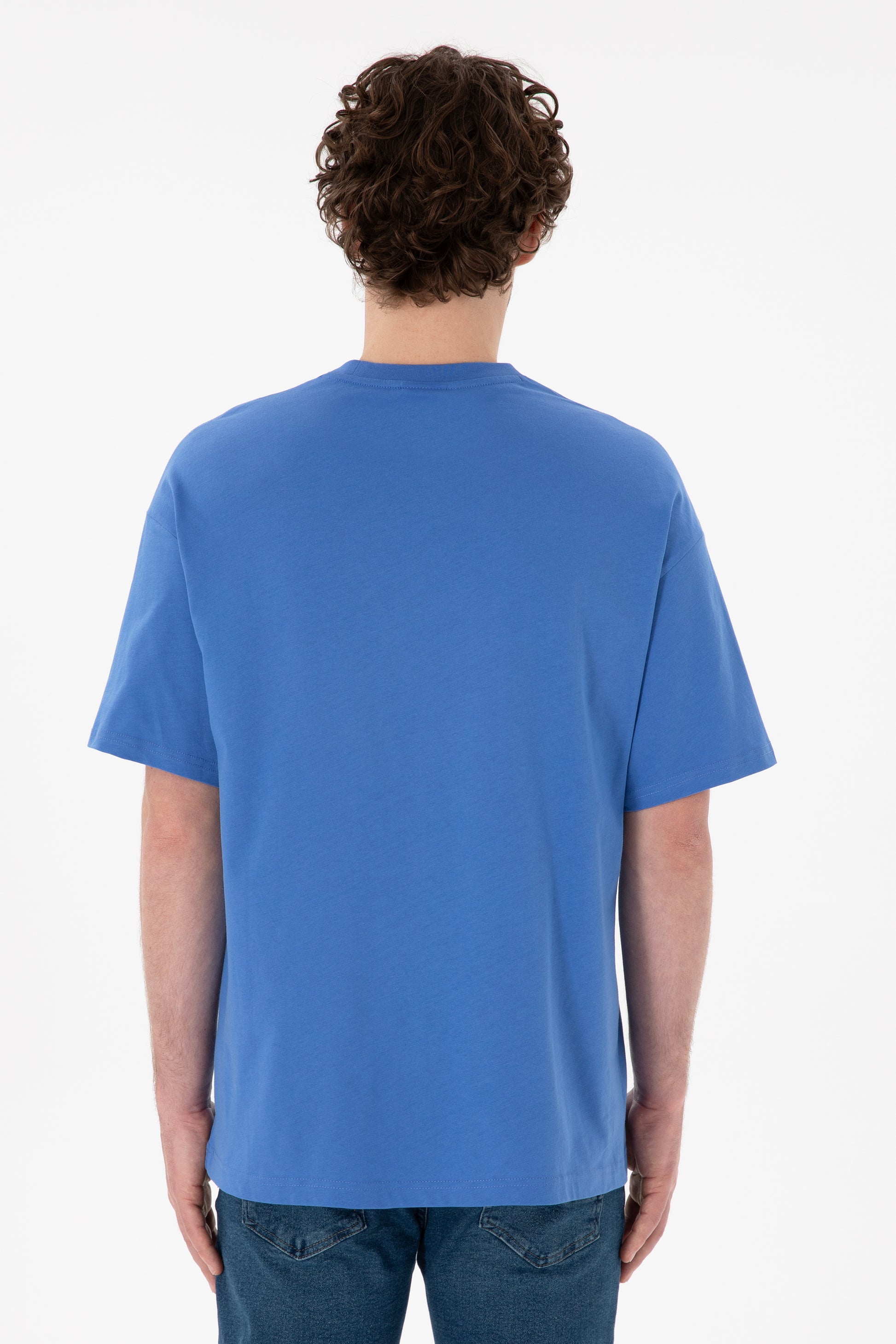 Men's Oversize Fit Crew Neck Indigo T-Shirt