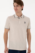 Men's Regular Fit Polo Neck Stone Basic T-Shirt