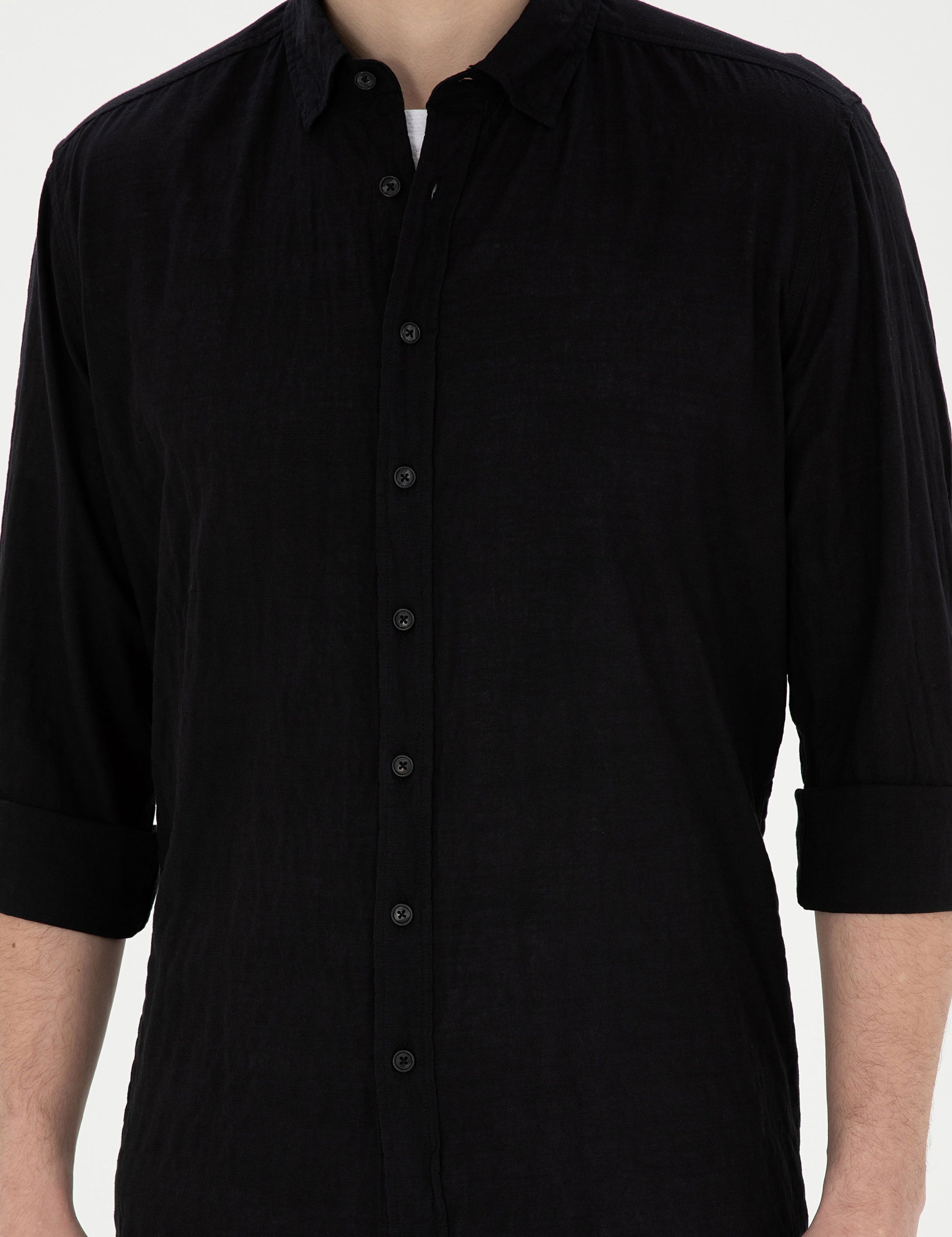 Black Regular Fit Long Sleeve Shirt