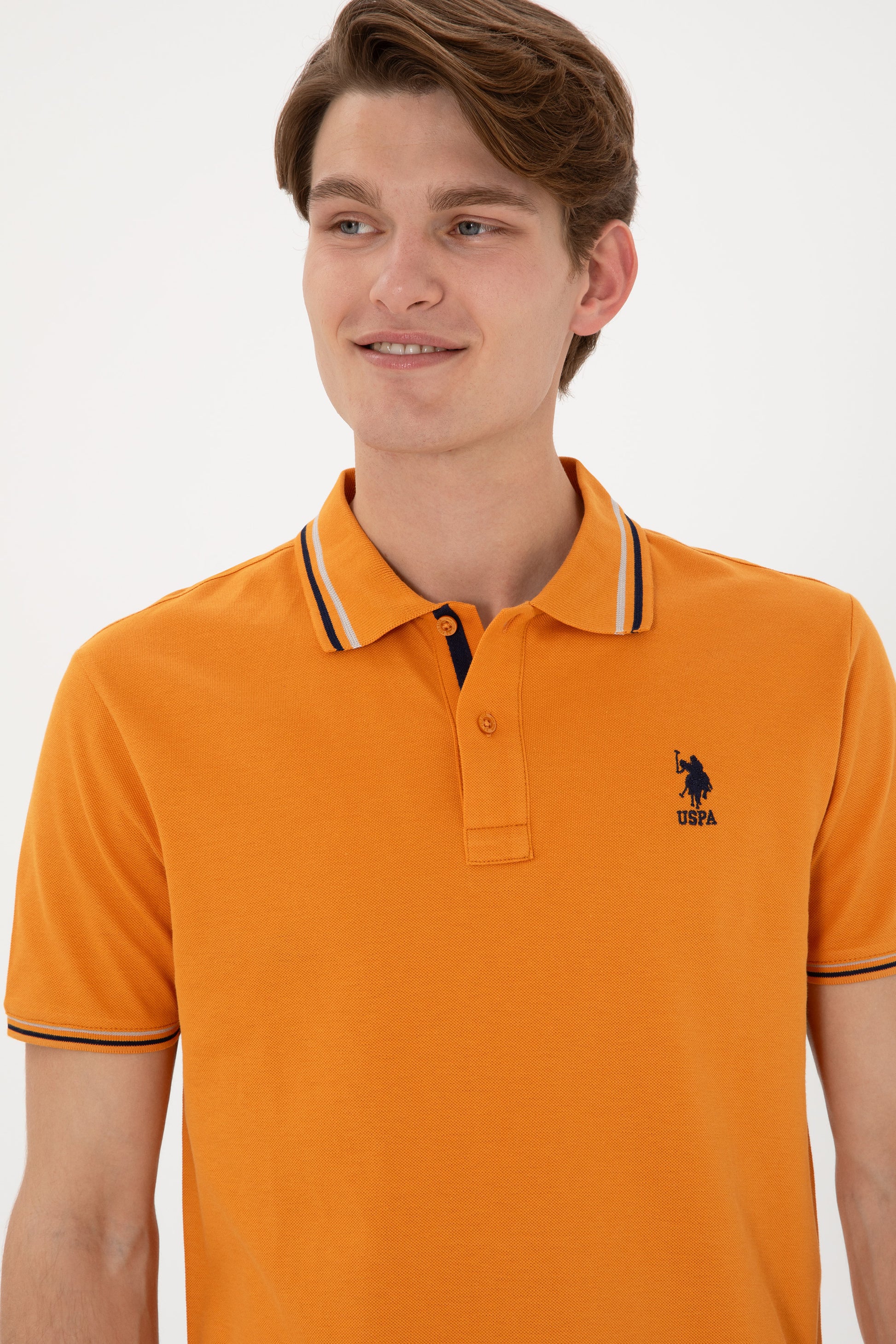 Men's Regular Fit Polo Neck Tile Basic T-Shirt