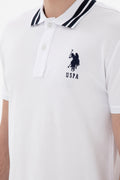 Men's Slim Fit Polo Neck White Basic T-Shirt