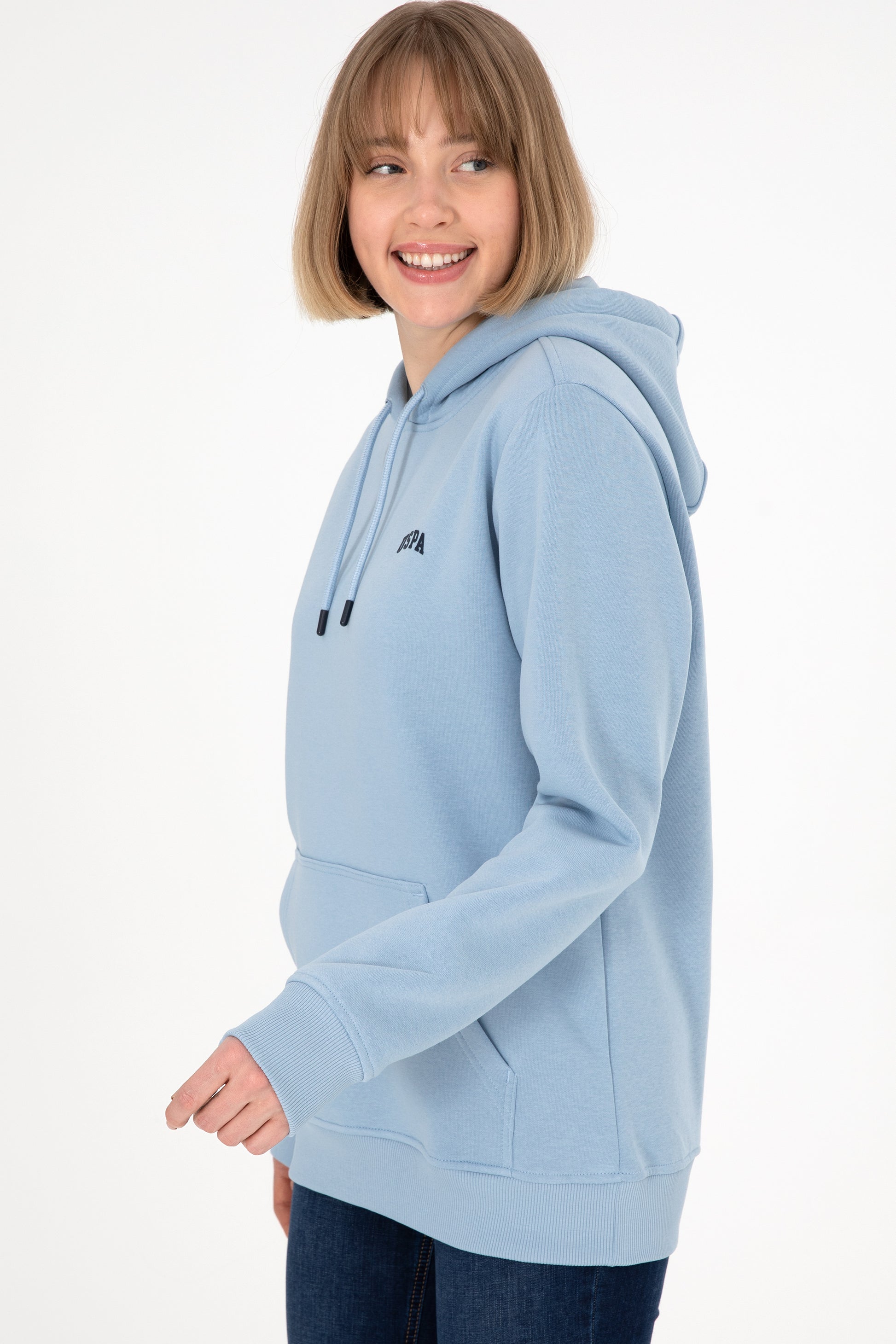 Men's Hooded Light Blue Basic Charcoal Sweatshirt