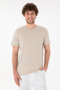 Men's Regular Fit Crew Neck Stone Basic T-Shirt