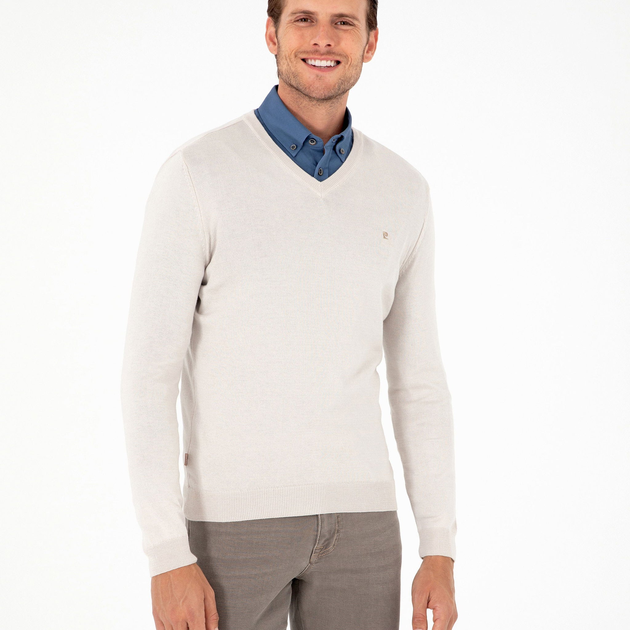 Stone Slim Fit V Neck Basic Knitwear Sweater