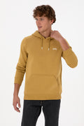 Erkek Regular Fit Kapüşonlu Hardal Basic Sweatshirt