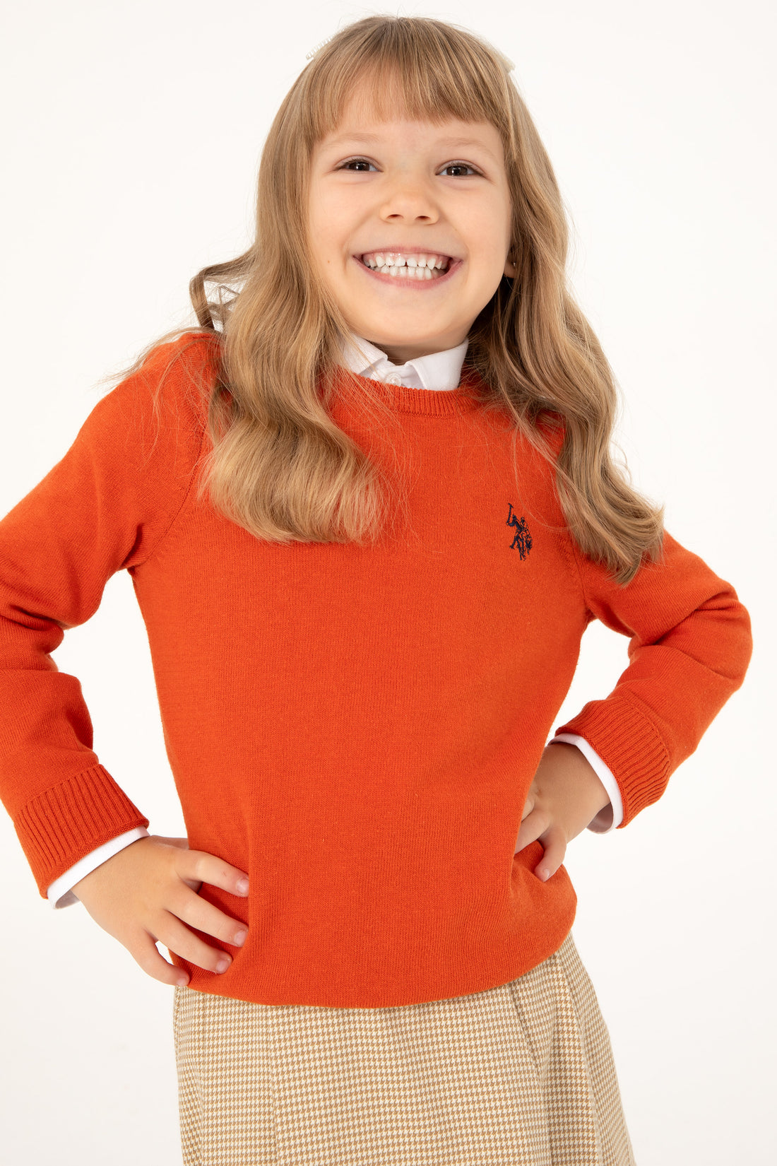 Girls' Tile Crew Neck Basic Sweater