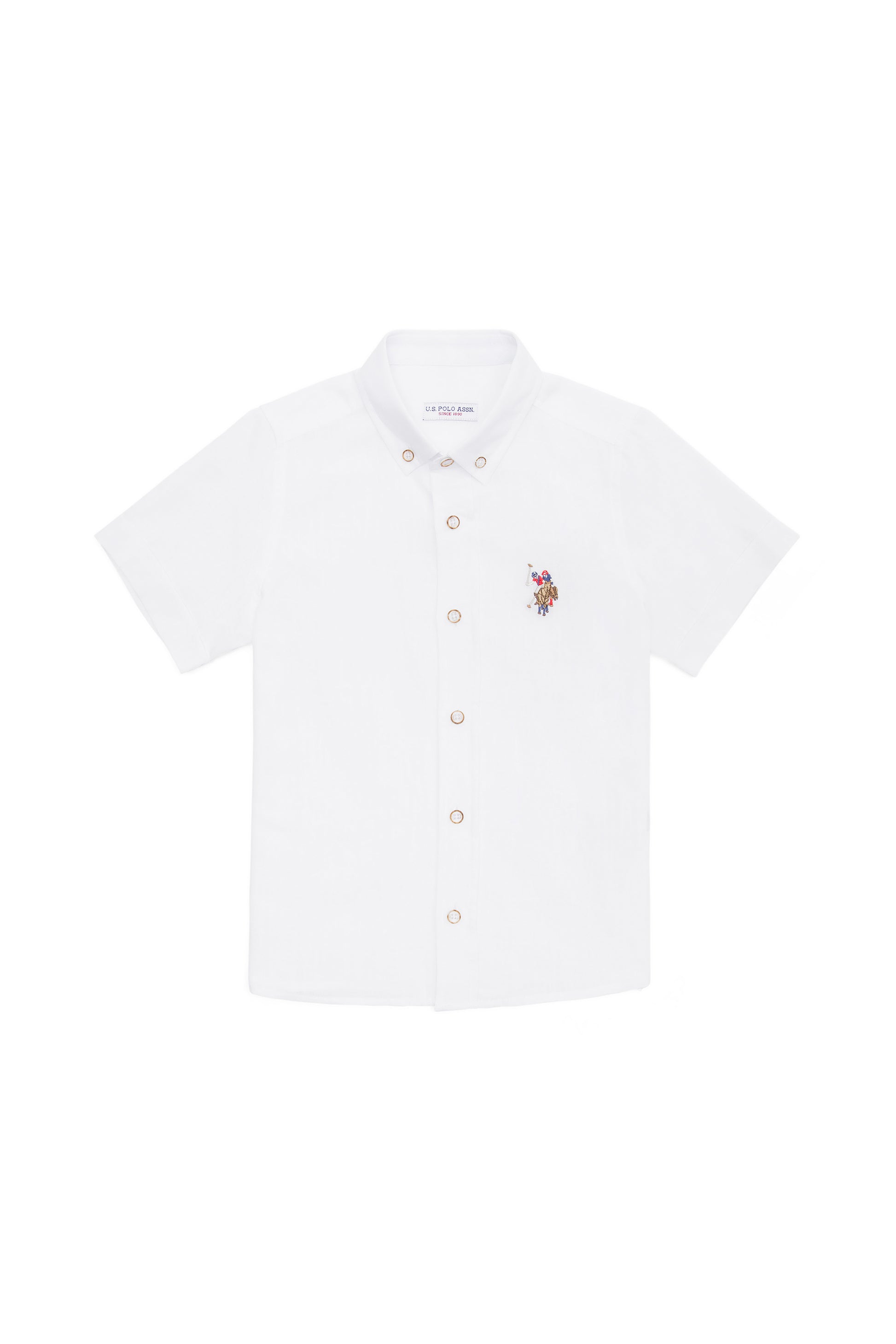 Boy's White Basic Short Sleeve Shirt