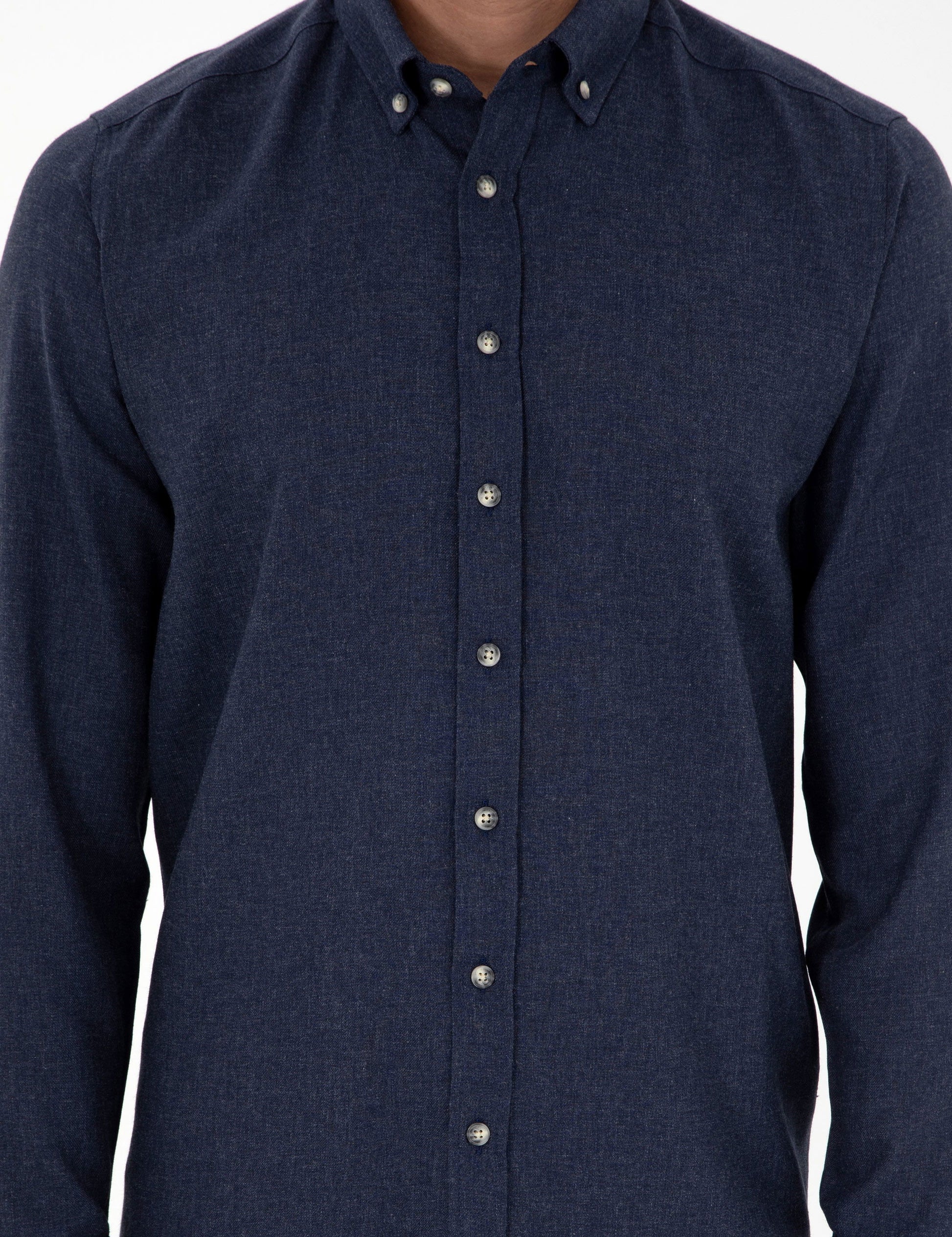 Navy Blue Slim Fit Long Sleeve Shirt