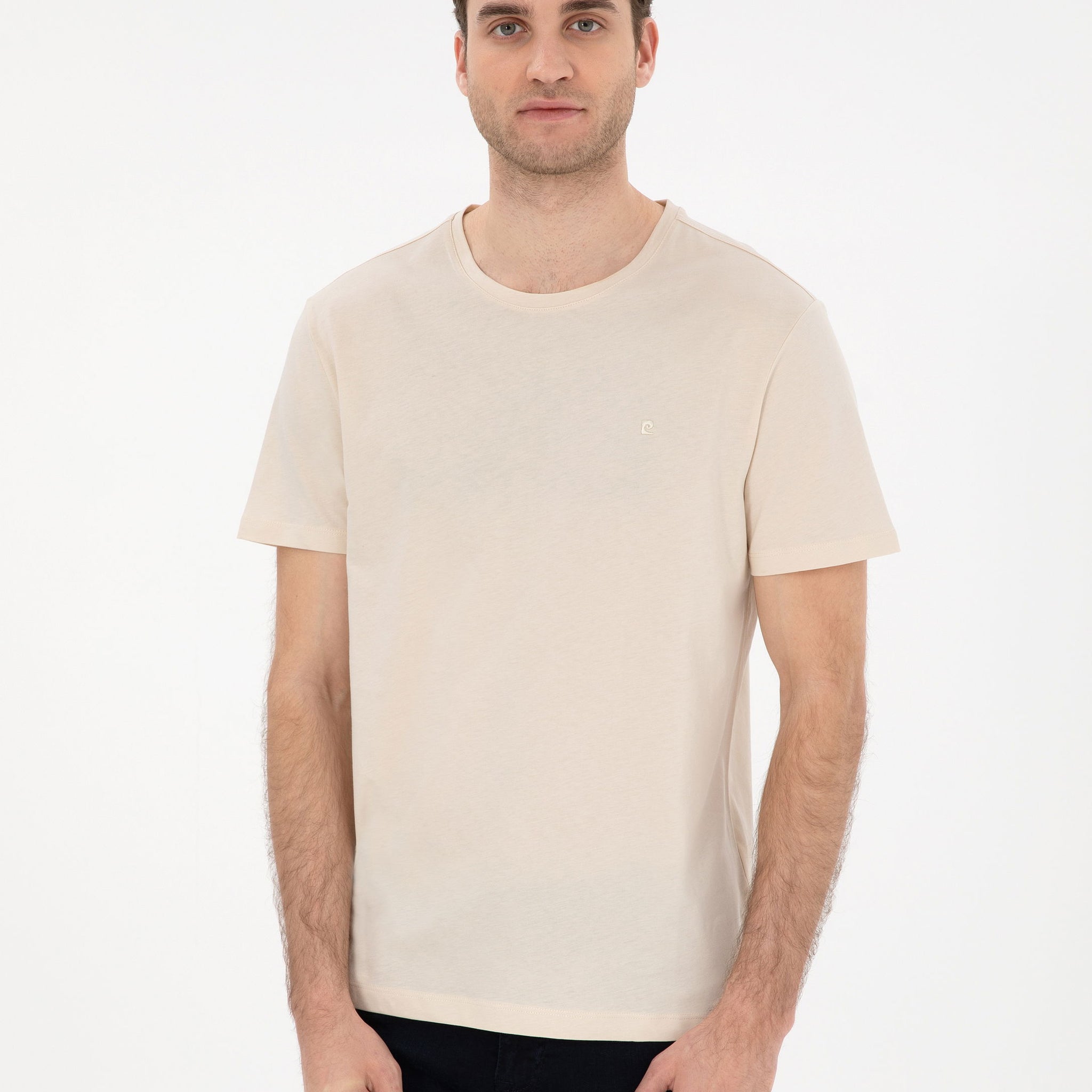 Beige Slim Fit Basic T-Shirt