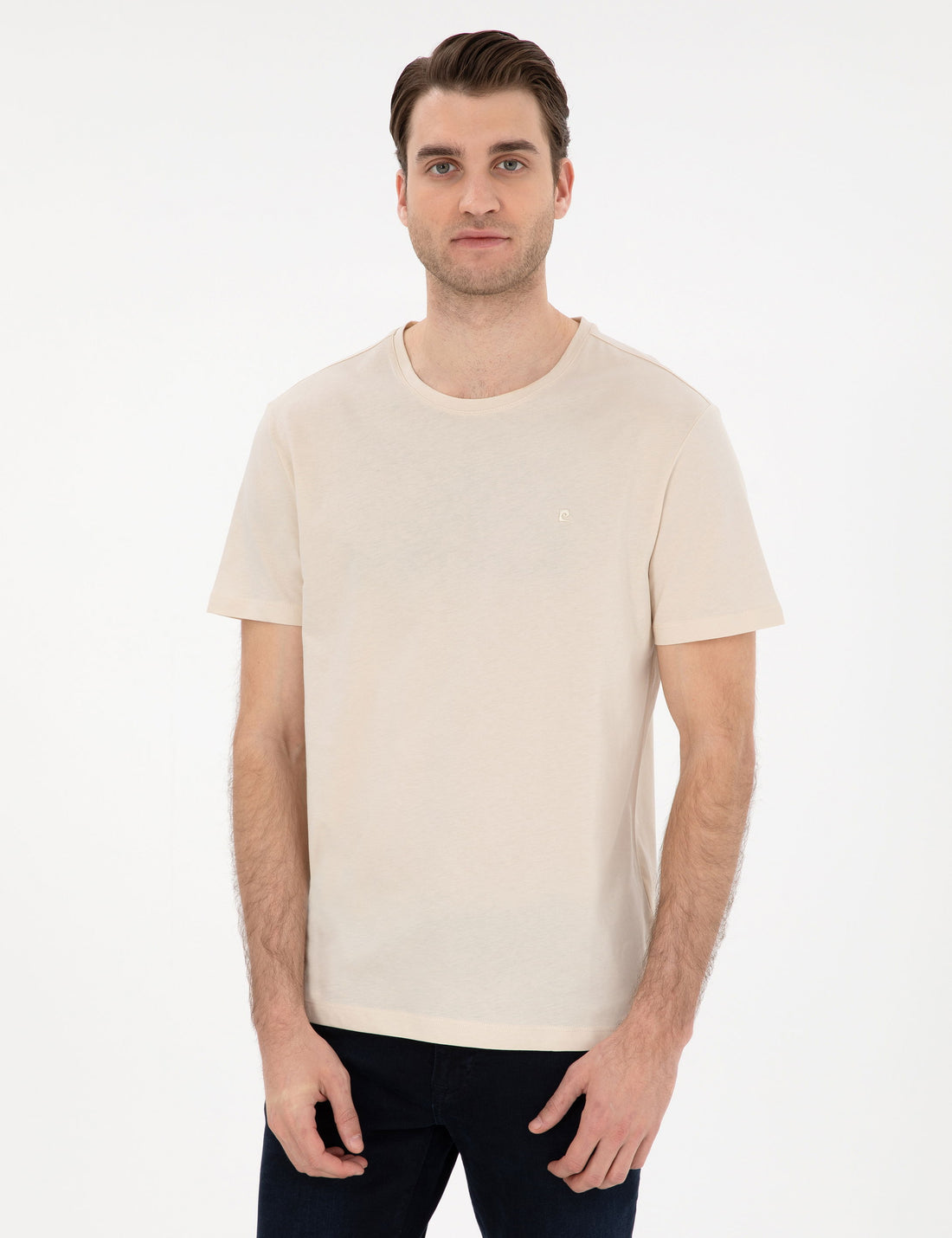 Beige Slim Fit Basic T-Shirt