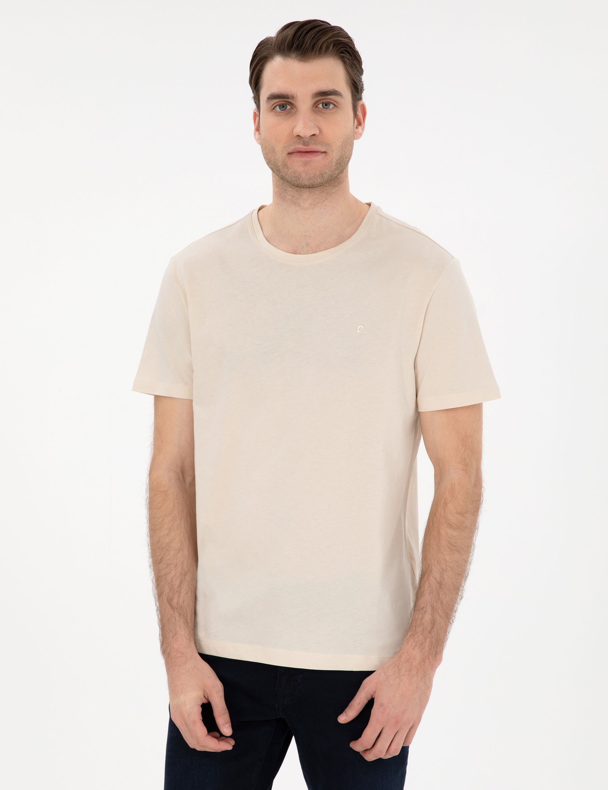 Beige Slim Fit Basic T-Shirt