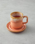 Alicent Ceramic 4 Pieces 2 Seater Double Coffee Cup Set 150 ml Light Orange