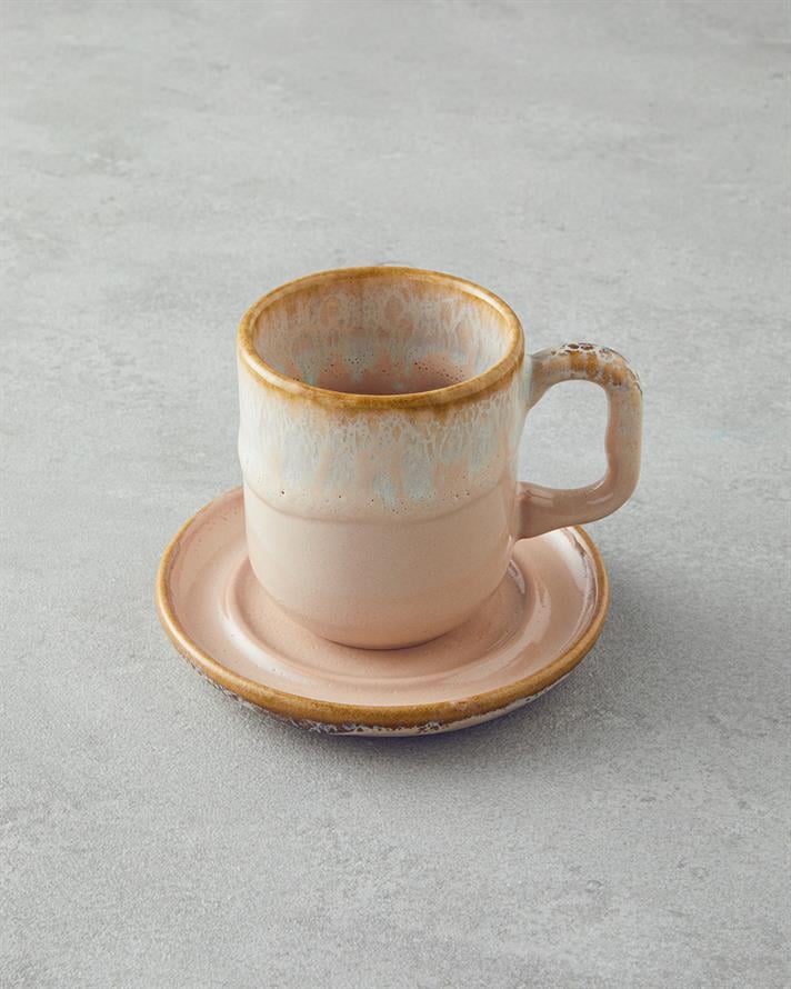 Alicent Ceramic 4 Pieces 2 Seater Double Coffee Cup Set 150 ml Powder