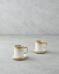 Alicent Ceramic 4 Pieces 2 Person Double Coffee Cup Set 150 ml Cream