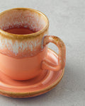 Alicent Ceramic 4 Pieces 2 Seater Double Coffee Cup Set 150 ml Light Orange