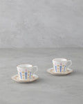 Amara Bone Porcelain 4 Pieces 2 Seater Coffee Cup Set 80 ml Colorful