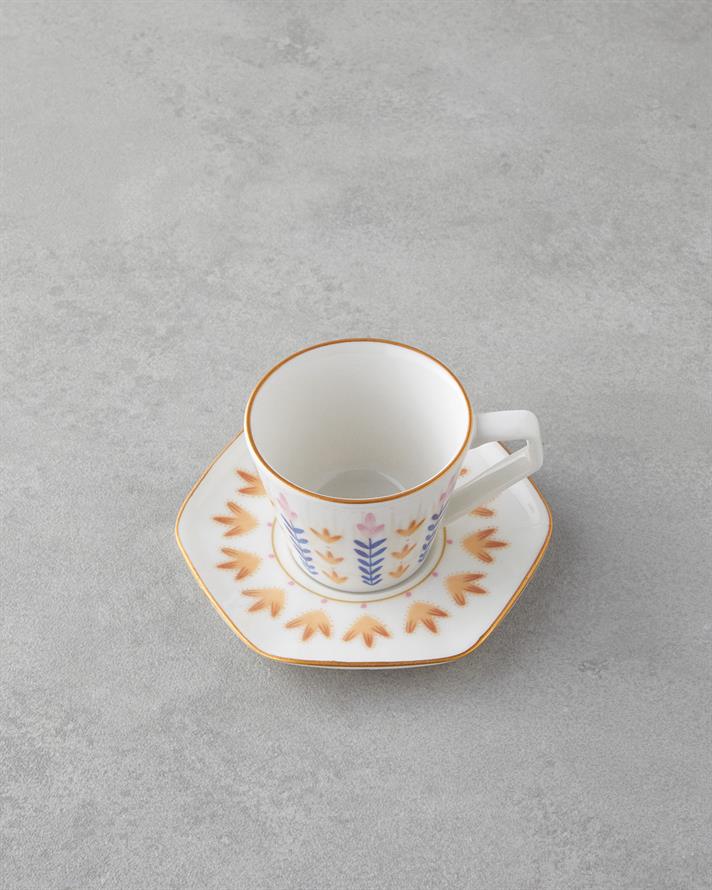 Amara Bone Porcelain 4 Pieces 2 Seater Coffee Cup Set 80 ml Colorful