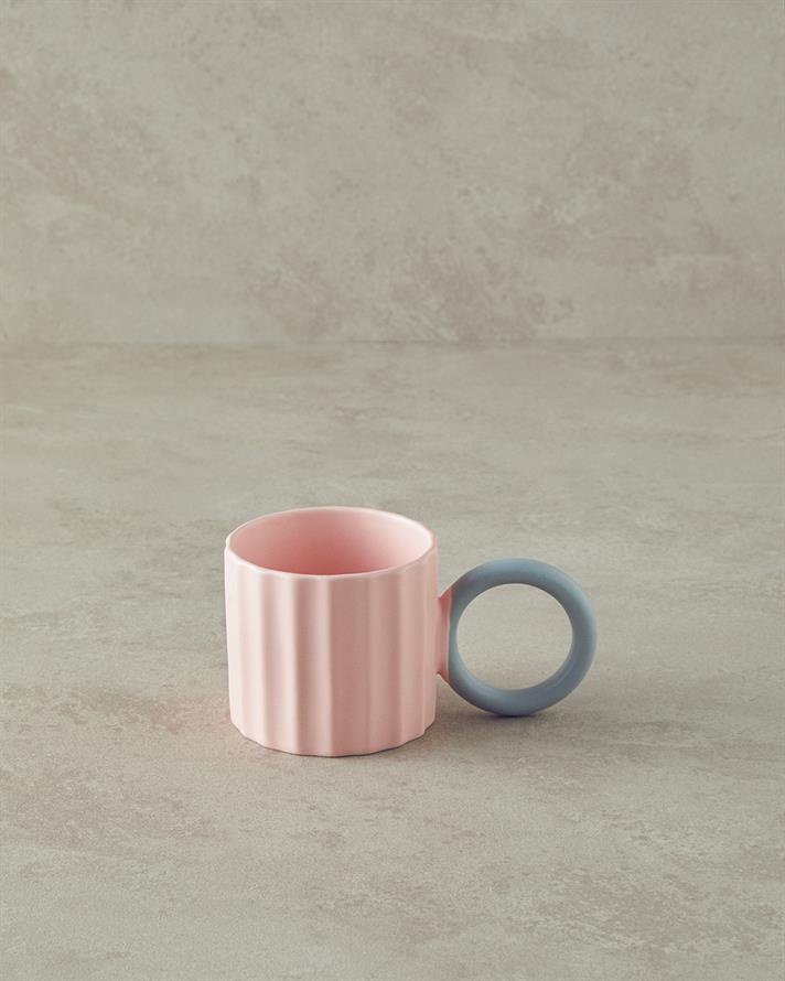 Angled New Bone China Mug Light Pink