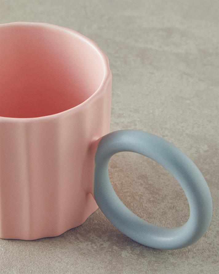 Angled New Bone China Mug Light Pink