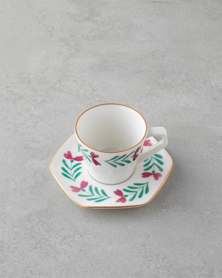 Anna Bone Porcelain 4 Pieces 2 Seater Coffee Cup Set 80 ml Colorful