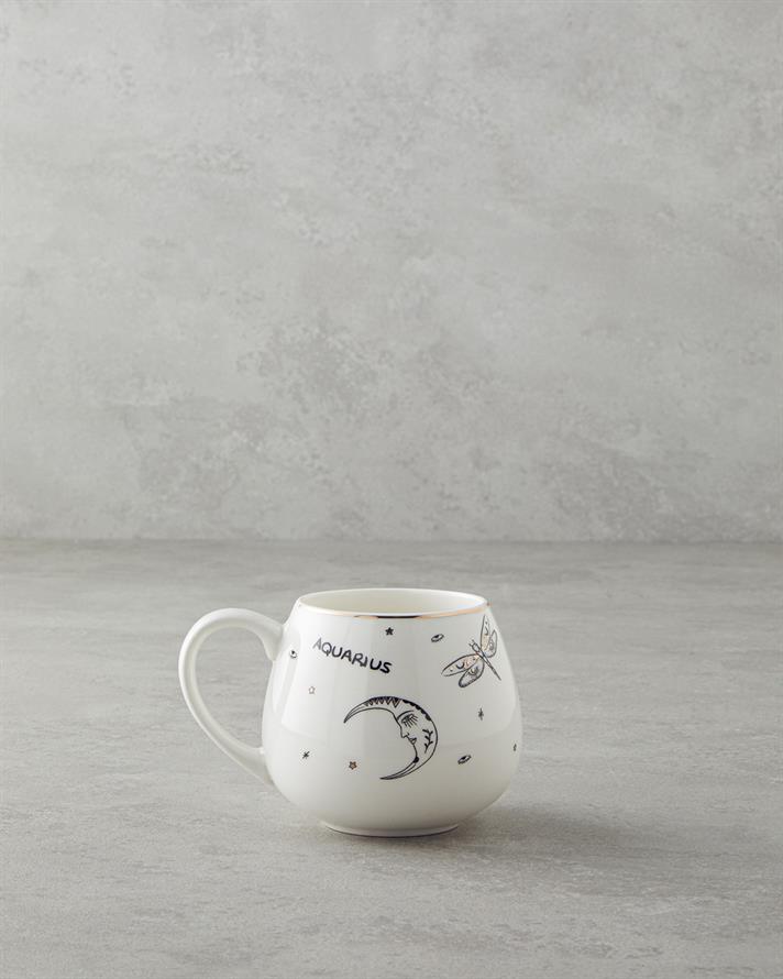 Aquarius New Bone China Mug 325 ml Black-White-Gold