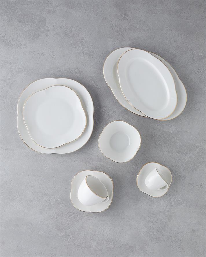 Aren Porcelain 4 Pieces 2 Person Coffee Cup Set 80 ml Gold