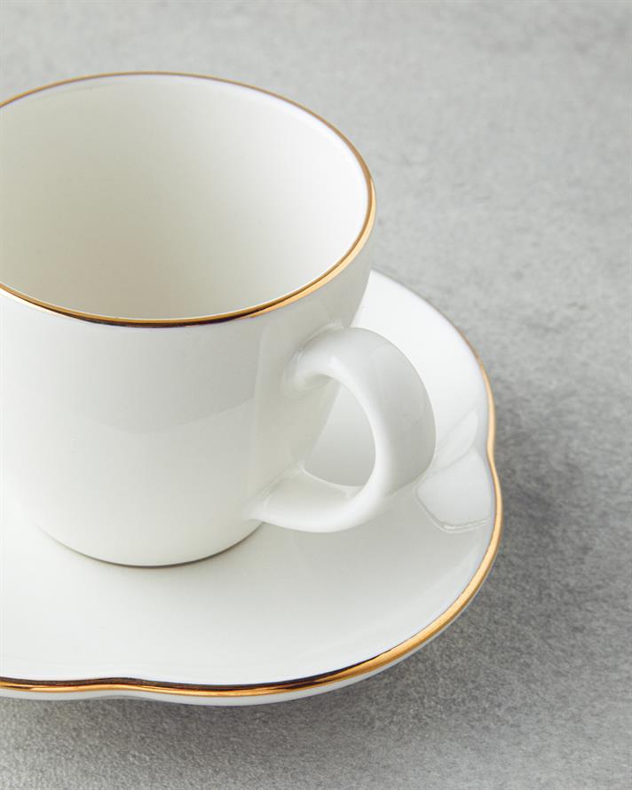 Aren Porcelain 4 Pieces 2 Person Coffee Cup Set 80 ml Gold