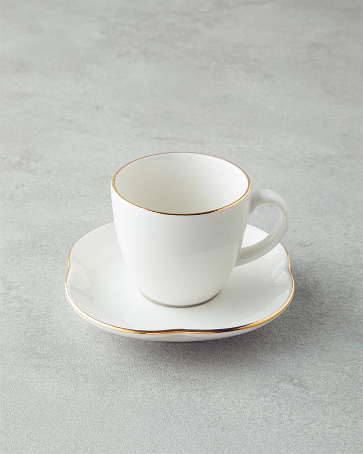 Aren Porcelain 4 Pieces 2 Person Coffee Cup Set 80 ml Gold