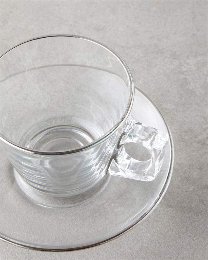 Aria Glass 4 Pieces 2 Seater Cup Set 195 ml Silver
