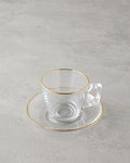 Aria Glass 4 Pieces 2 Person Cup Set 195 ml Gold