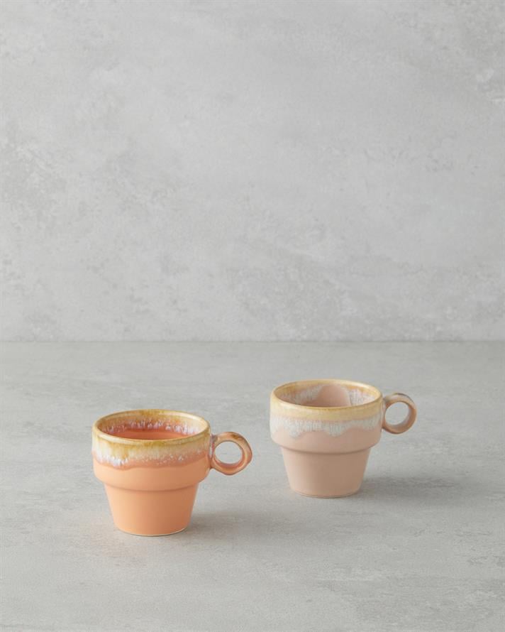 Arlena Ceramic Coffee Cup Set of 2 105 ml Light Orange-Powder