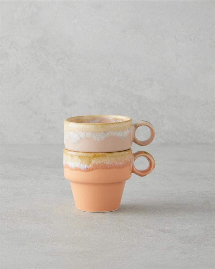 Arlena Ceramic Coffee Cup Set of 2 105 ml Light Orange-Powder