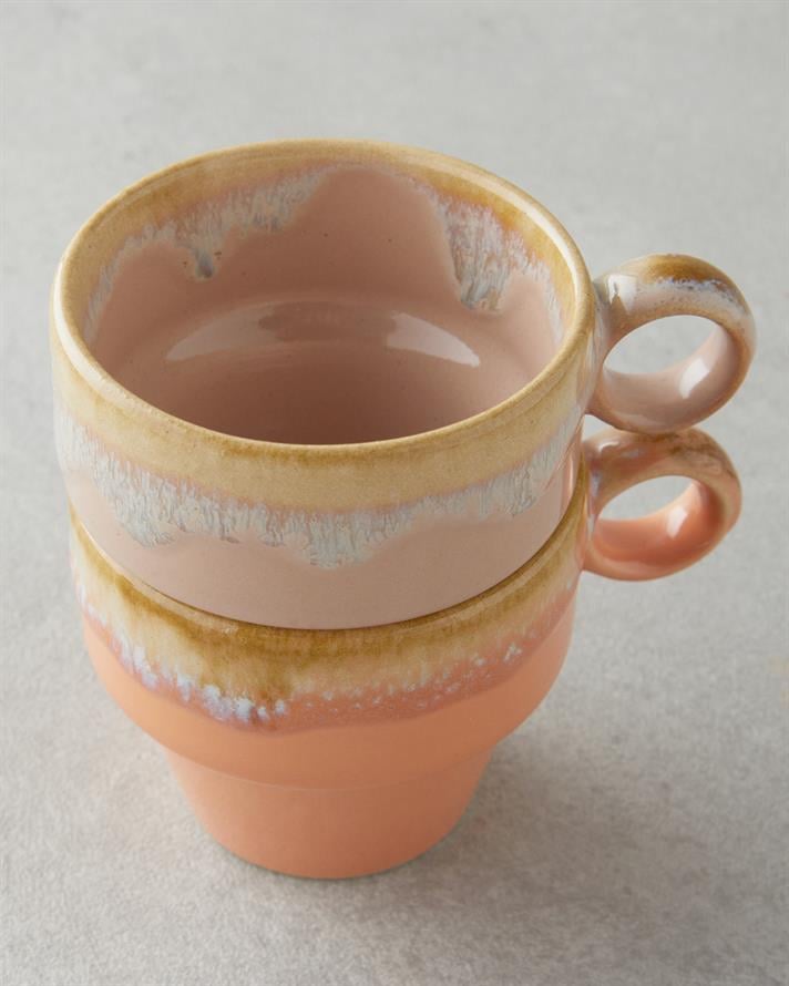 Arlena Ceramic Coffee Cup Set of 2 105 ml Light Orange-Powder