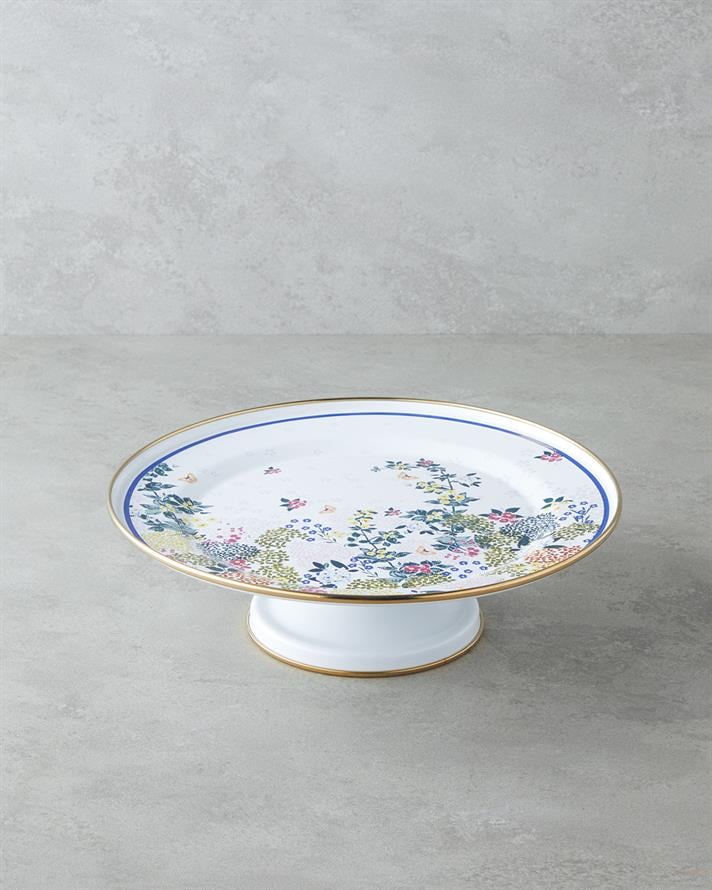 Artistic Flower Enamel Cake Stand 31 cm Colorful