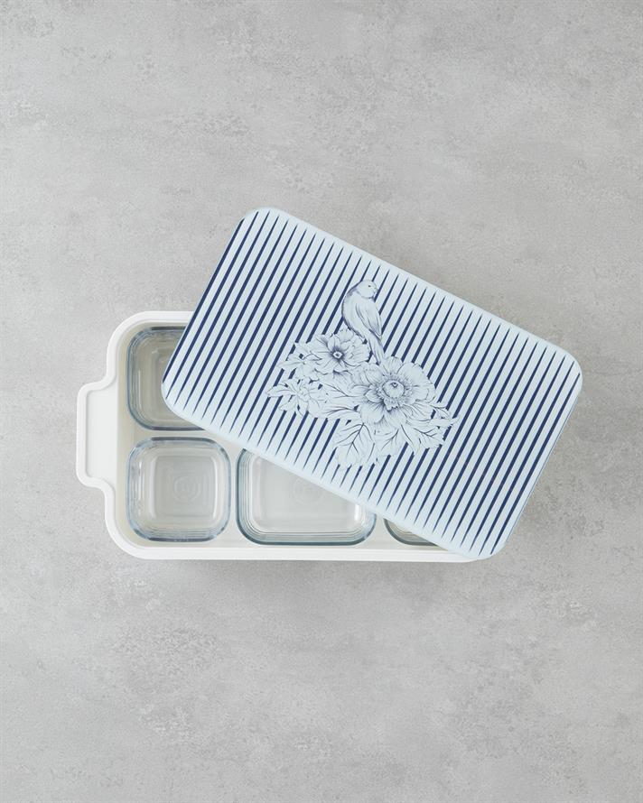 Artistic Garden Melamine Breakfast Set of 6 39x21 cm White - Navy