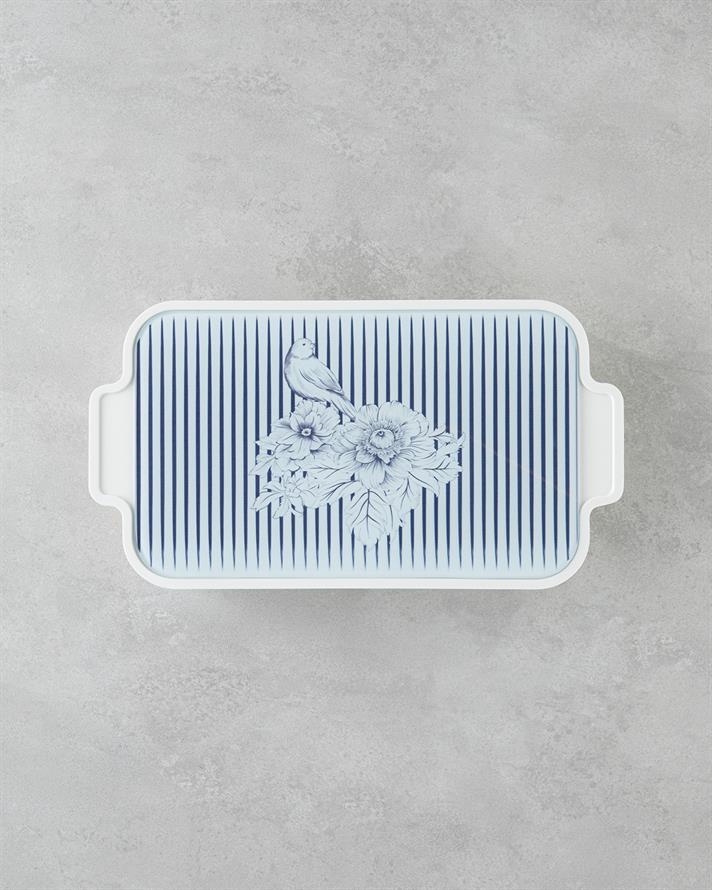 Artistic Garden Melamine Breakfast Set of 6 39x21 cm White - Navy