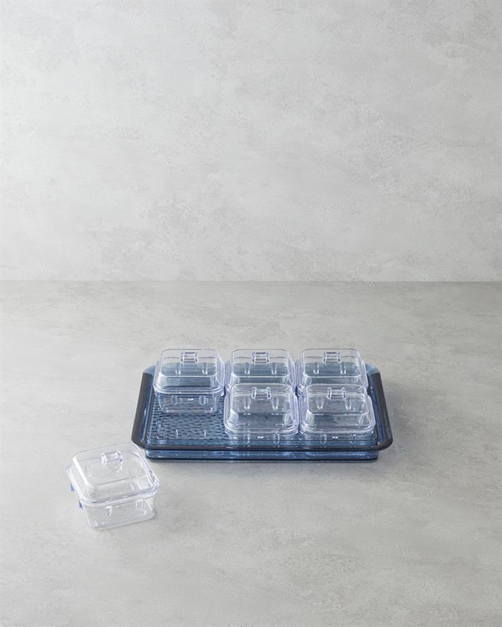 Axel Acrylic 6 Compartment Breakfast Box 25x35 cm Blue