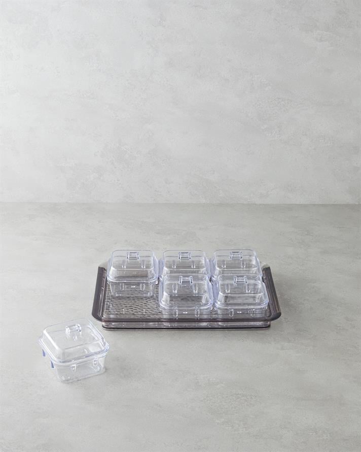 Axel Acrylic 6 Compartment Breakfast Box 25x35 cm Anthracite