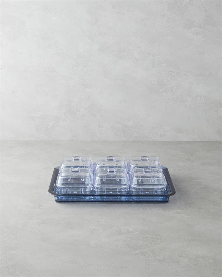 Axel Acrylic 6 Compartment Breakfast Box 25x35 cm Blue