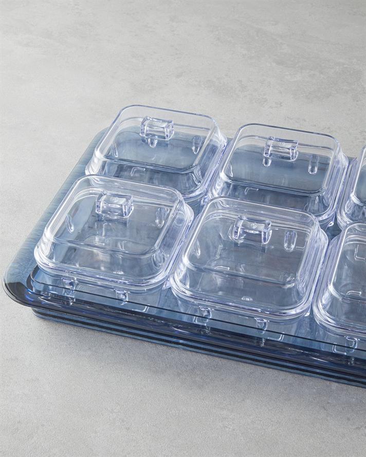 Axel Acrylic 6 Compartment Breakfast Box 25x35 cm Blue